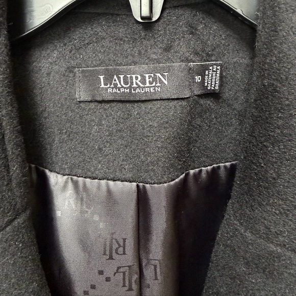 Black Wool Blend Reefer Coat Size 10 – Longline Notched Lapel Peacoat NWOT - Picture 7 of 17